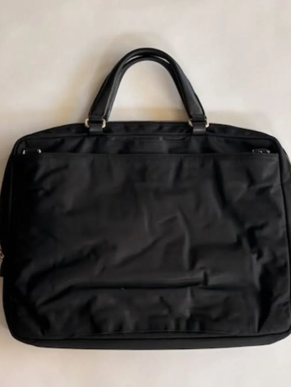 Tumi Black Nylon & Leather Laptop Bag with Gold Hardware